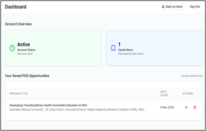 PhD Finder - Feature Screen 8